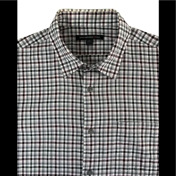 John Varvatos Men’s Medium Long Sleeve Shirt Checkered - Picture 3 of 13